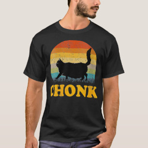Womens Fat Cat Chonk Cat Retro Vintage Sunset Funn T-Shirt