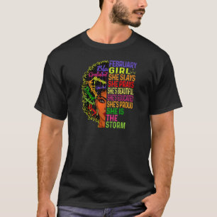 Womens February Birthday Girls  February Girl She  T-Shirt