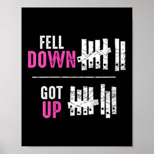 Womens Fell Down Got Up Motivational Funny Sitive  Poster