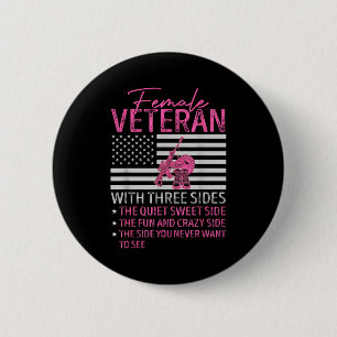 Womens Female Veteran With Three Sides Mom Mother 6 Cm Round Badge