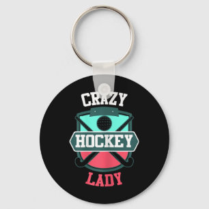 Womens Field Hockey Shirt Funny Crazy Hockey Lady Key Ring