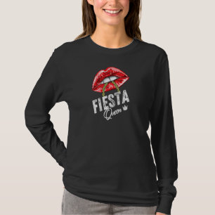 Womens Fiesta Queen Women Lips Chain Spanish Latin T-Shirt