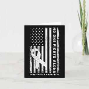 Womens Fights Lung Cancer Alone American Flag Whit Card