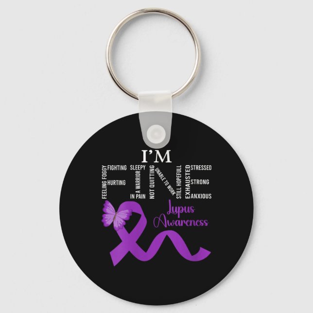 Womens Fine Butterfly Warrior Lupus Awareness Key Ring (Front)