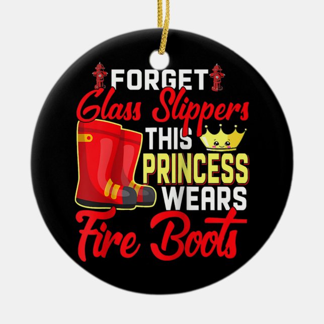 Womens Firefighter Female Fire Fighter Ceramic Tree Decoration (Front)