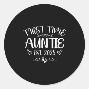 Womens First Time Auntie Est 2025 Soon To Be Mom M Classic Round Sticker