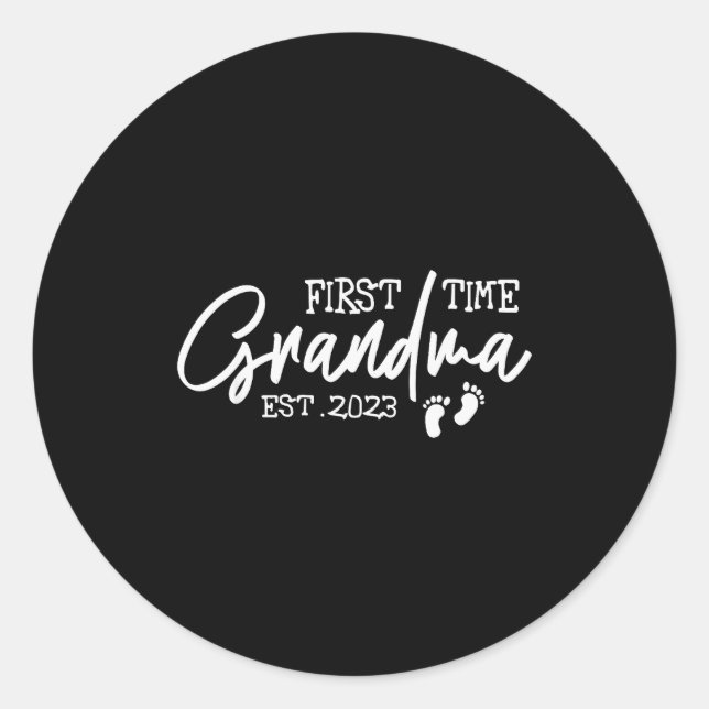 Womens First Time Grandma Est. 2023 Promoted To Ne Classic Round Sticker (Front)