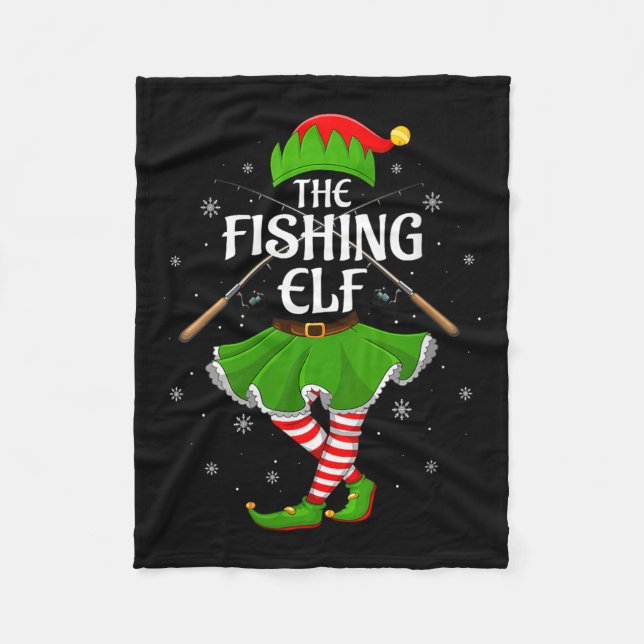 Womens Fishing Elf Christmas Family Girls Women El Fleece Blanket (Front)