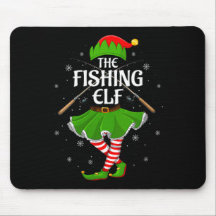Womens Fishing Elf Christmas Family Girls Women El Mouse Pad