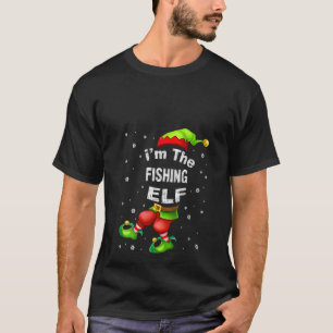 Womens Fishing Elf Matching Family Group Christmas T-Shirt
