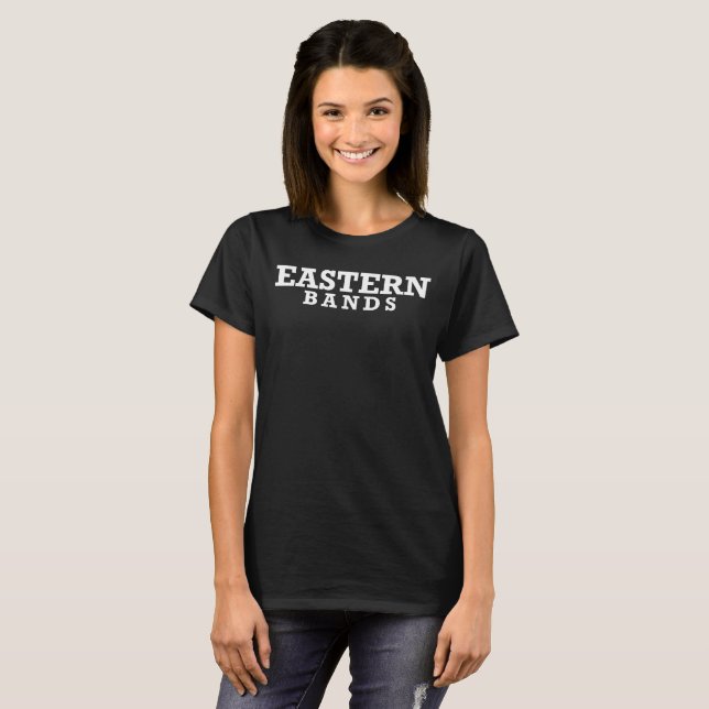 Women's FitEastern Bands Black Tee Eagle with Flag (Front Full)