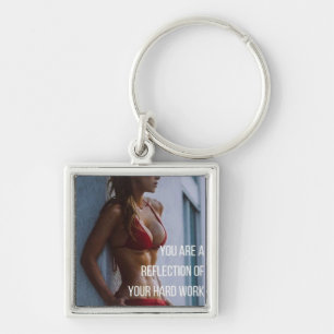 Women's Fitness Inspirational Words - Hard Work Key Ring