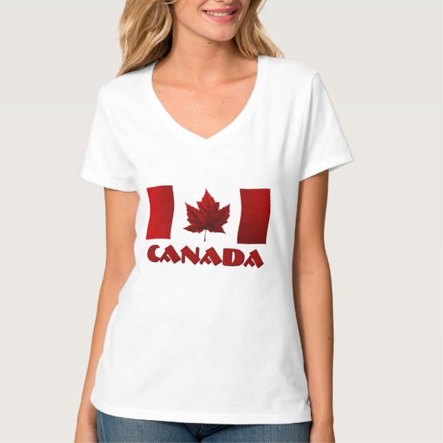Women's Fitted Canada Flag T-Shirt Souvenir Shirts (Front)
