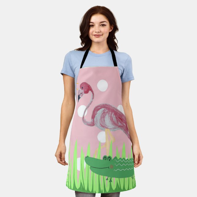 Women's Flamingo Alligator  Apron (Worn)