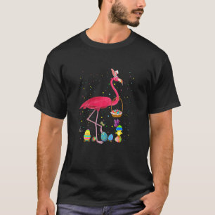 Womens Flamingo Bunny Egg Hunting Colourful Egg Ha T-Shirt
