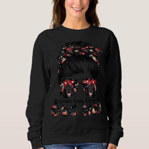 Womens Flat Coated Retriever Dog Mum Messy Bun Hai Sweatshirt