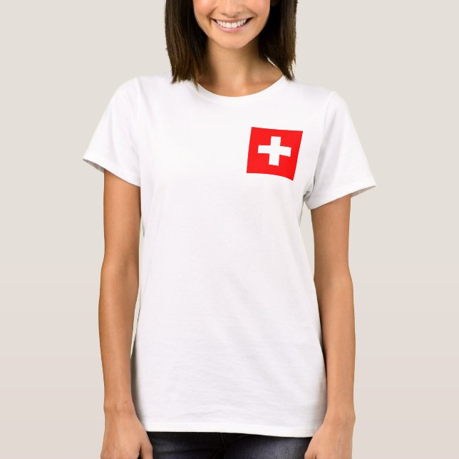 Women's  Fleece Jogger with flag of Switzerland T-Shirt (Front)