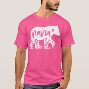 Womens Floral Nana Bear Funny Grandma Mother's Day T-Shirt