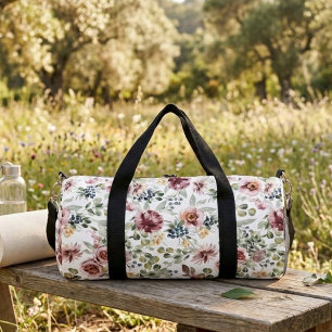 Women's floral romantic gym yoga duffle bag