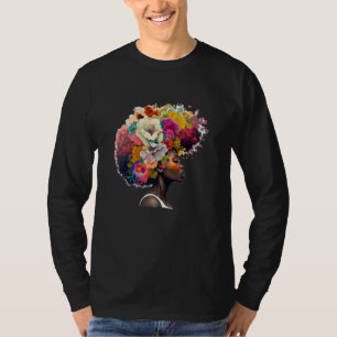 Womens Flower Afro Black Women African American  1 T-Shirt