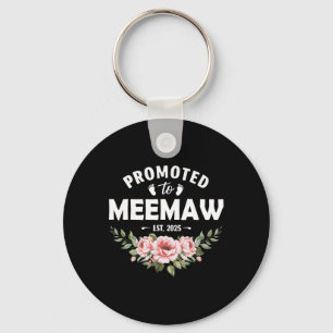 Womens Flower Promoted To Meemaw 2025  Key Ring