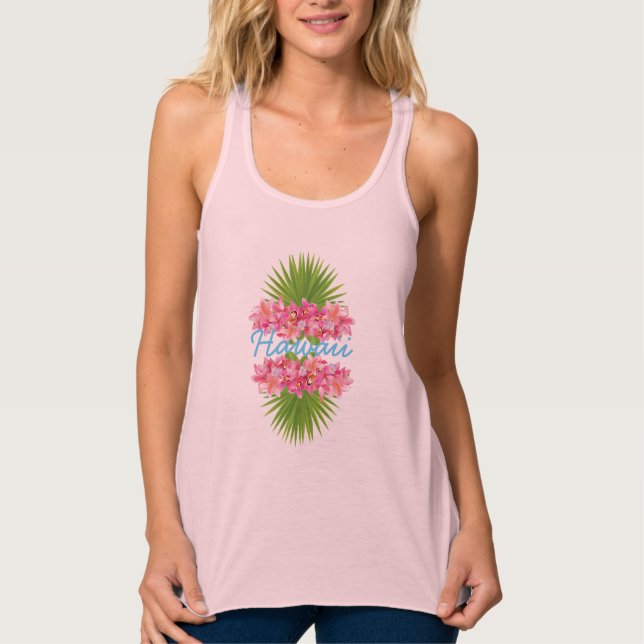 Womens Flowy Tank Top-Hawaii Tropical Flowers (Front)