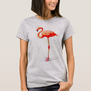 Women's Flowy Top: Pink Flamingo Watercolor T-Shirt