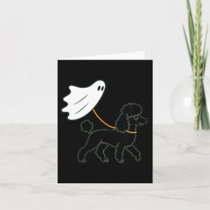Womens Flying Ghost Walking Black Poodle - Dog Mum Card