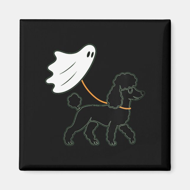 Womens Flying Ghost Walking Black Poodle - Dog Mum Magnet (Front)