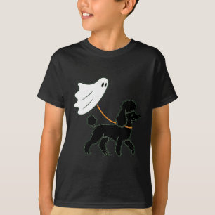 Womens Flying Ghost Walking Black Poodle - Dog Mum T-Shirt