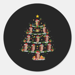 Womens Football Christmas Tree Lights Srts Player Classic Round Sticker