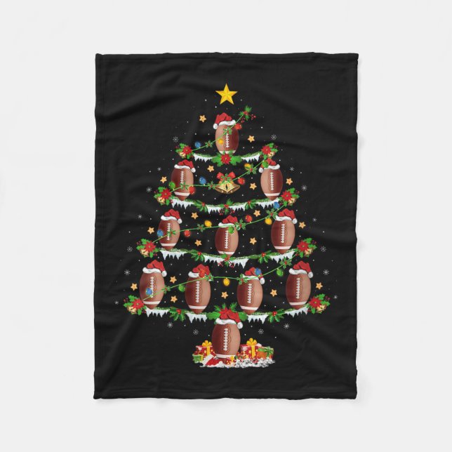 Womens Football Christmas Tree Lights Srts Player  Fleece Blanket (Front)