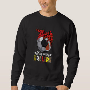 Womens Football Mum Soccer Mum Busy Raising Baller Sweatshirt