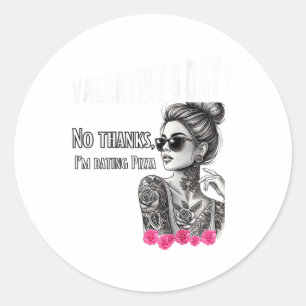 Womens For Anti Valentine’s Day Tattooed Single Wo Classic Round Sticker