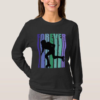 Womens Forever Roller Skating Retro Vintage Distre T-Shirt