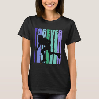 Womens Forever Roller Skating Retro Vintage Distre T-Shirt