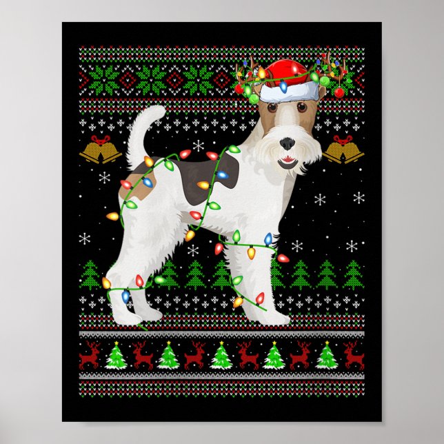 Womens Fox Terrier Dog Ugly Christmas Sweaters Hol Poster (Front)