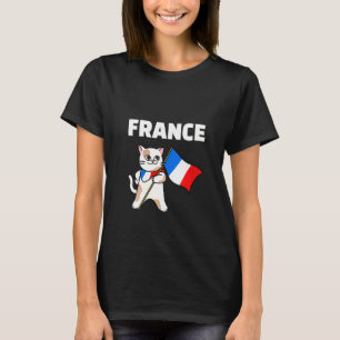 Womens France Flag Cat French Colours Kitten T-Shirt