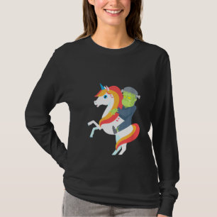 Womens Frankenstein Riding Unicorn Cute Monster Ha T-Shirt