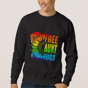 Womens Free Aunt Hugs Gay Pride Lgbt-Q Month Sweatshirt