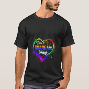 Womens Free Grandma Hugs Lbgt Heart Rainbow Gay Pr T-Shirt