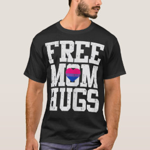 Womens Free Mom Hugs Heart Bisexual Pride Bi Flag T-Shirt