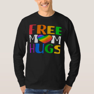 Womens Free Mom Hugs LGBT Rainbow Heart Gay Lesbia T-Shirt