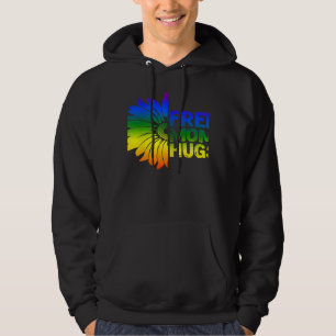 Womens Free Mom Hugs LGBT Sunflower Gay Lesbian Mo Hoodie