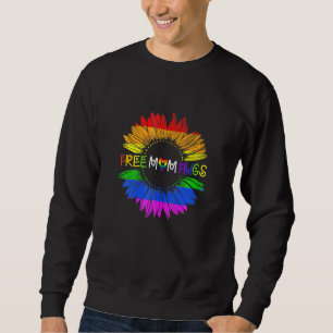 Womens Free Mum Hugs Gay Pride Lgbt Daisy Rainbow  Sweatshirt