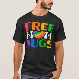 Womens Free Mum Hugs LGBT Rainbow Heart Gay Lesbia T-Shirt