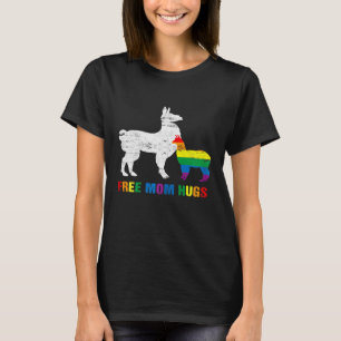 Womens Free Mum Hugs Mama Llama LGBT Gay Pride  Mo T-Shirt