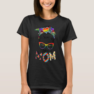 Womens Free Mum Hugs Messy Bun Lgbt Pride Rainbow T-Shirt