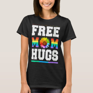 Womens Free Mum Hugs Pride Lgbt V Neck T-Shirt