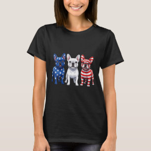 Womens French Bulldog Aamerican Flag 4th Of July T-Shirt